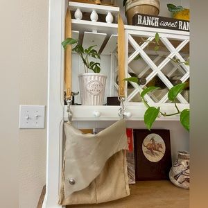 Handmade 100% Pendleton wool and leather crossbody bag.